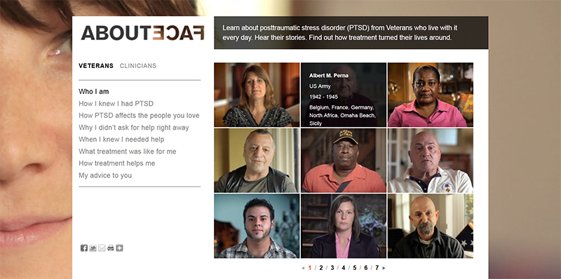 AboutFace website displaying pictures of Veterans