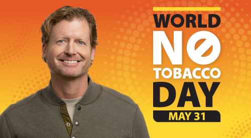 Veteran on colo r background. text: World No Tobacco Day. May 31.
