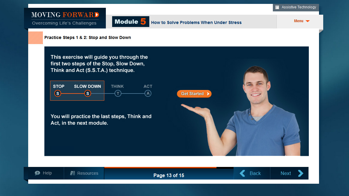 Course interface of Moving Forward Online Course